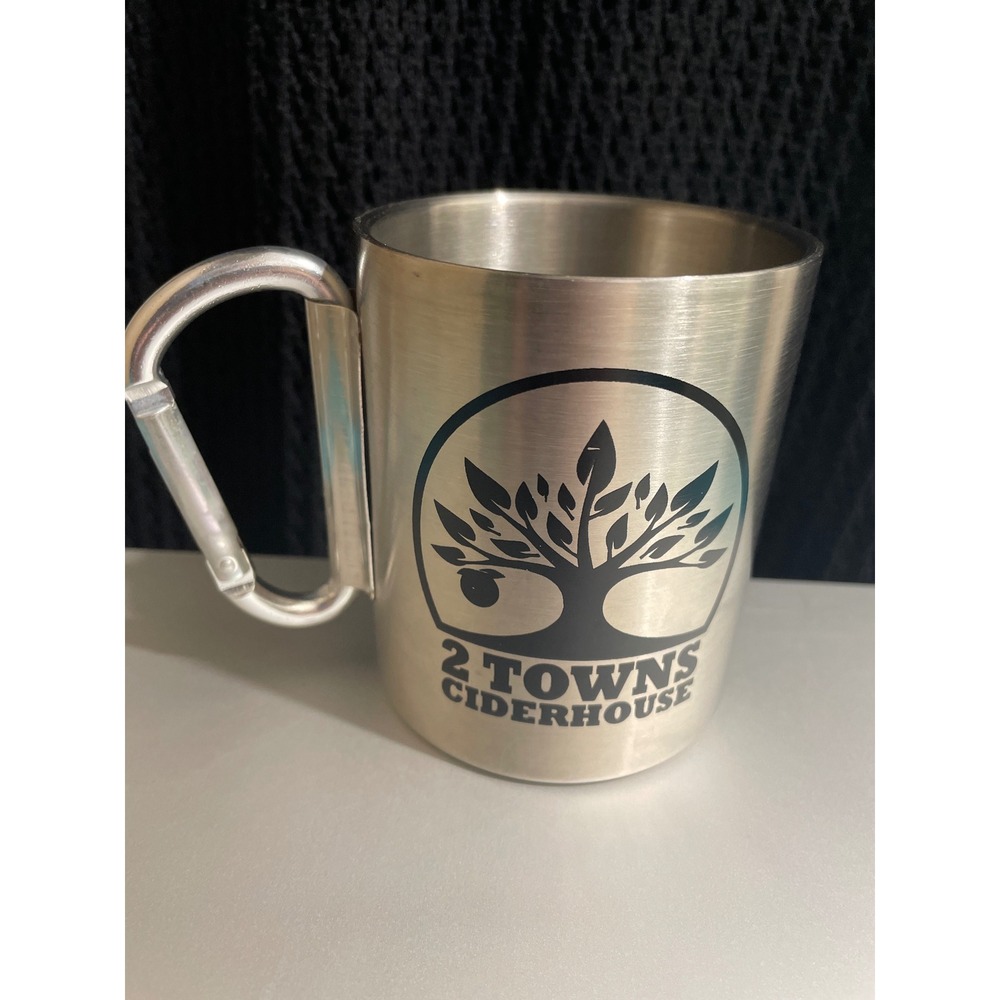 2 Towns Ciderhouse Stainless Steel Carabiner Camp Mug Cup